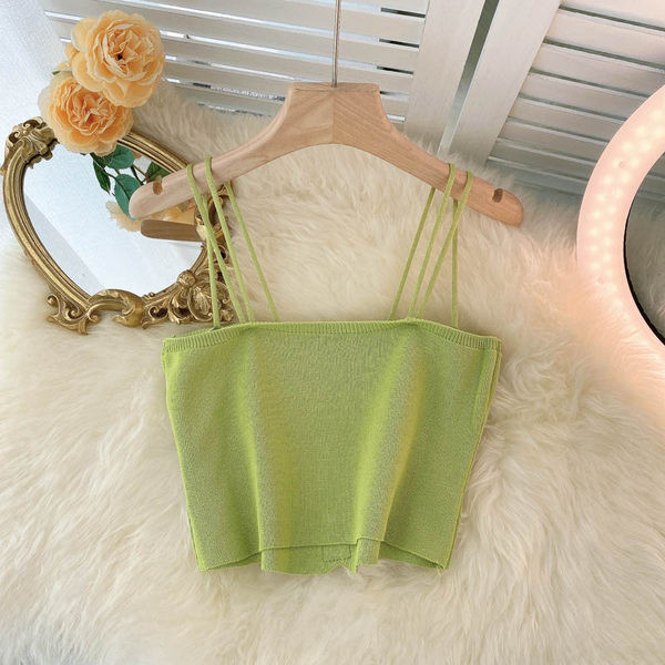 Maieu de damă cu bretele subțiri și panglică