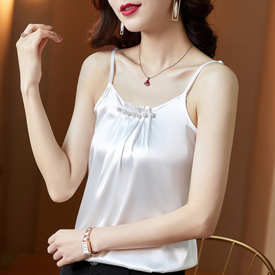 Maiou de dama model nou cu bretele subtiri si perle