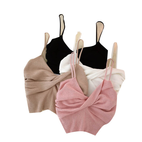 Jauna modeļa sieviešu īss topus ar špica kakla izgriezumu un plānām lencēm