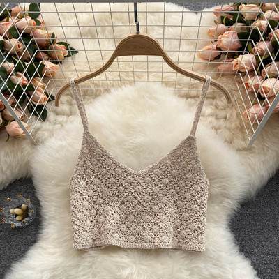 Bustiera de dama cu bretele subtiri in bej si alb