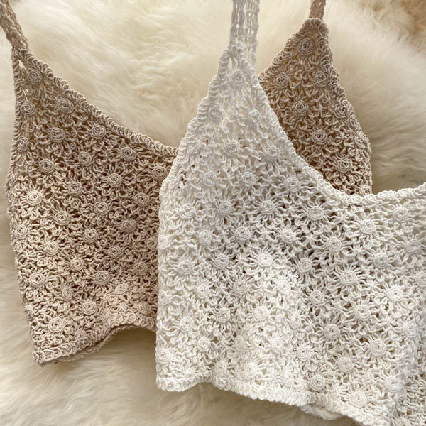 Bustiera de dama cu bretele subtiri in bej si alb