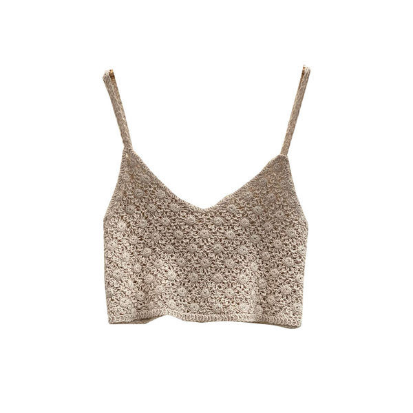 Bustiera de dama cu bretele subtiri in bej si alb