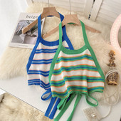 Maiou scurt de damă tricotat cu cravate