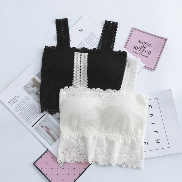 Bustiera scurta de dama cu bretele late din dantela