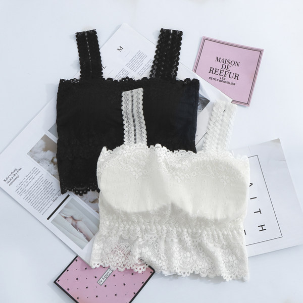 Bustiera scurta de dama cu bretele late din dantela