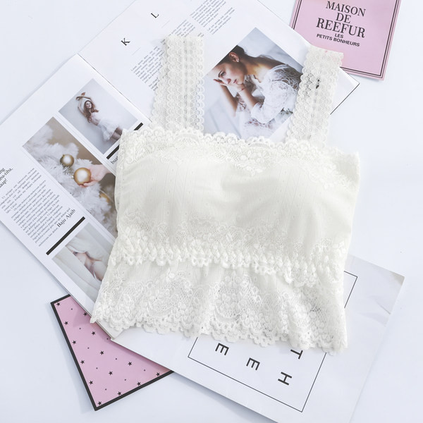 Bustiera scurta de dama cu bretele late din dantela