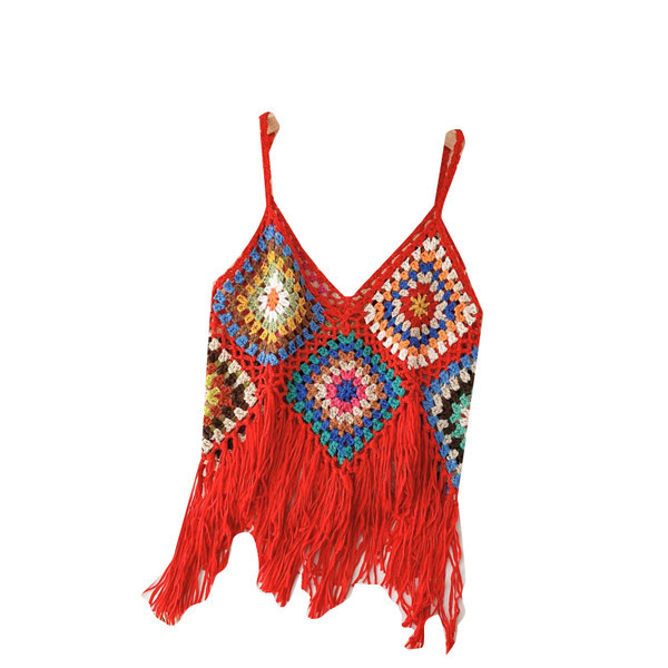 Sieviešu trikotāžas tops ar bārkstīm un ziedu rakstu