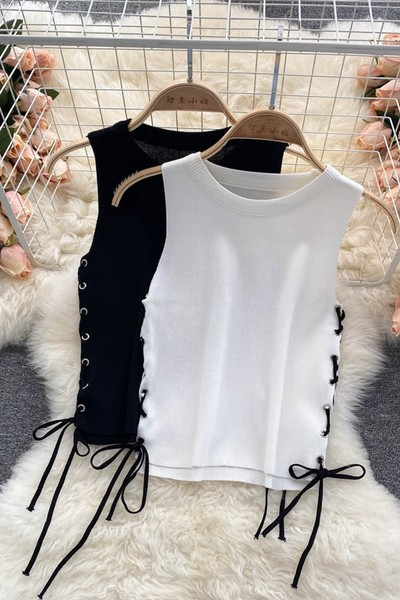 Jauna modeļa velveta sieviešu tops ar saitēm un apaļu kakla izgriezumu