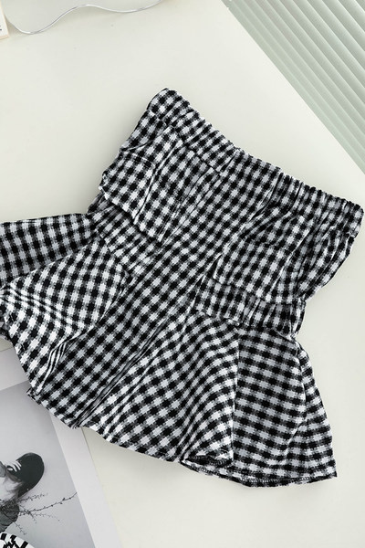 Mūsdienīgs sieviešu rūtains, garens krūšturis ar rāvējslēdzēju