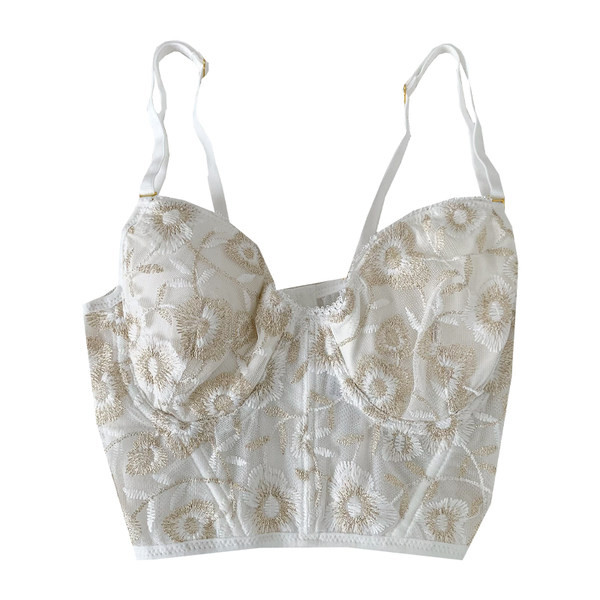 Mūsdienīgs sieviešu krūšturs ar izšuvumu un plānām lencītēm