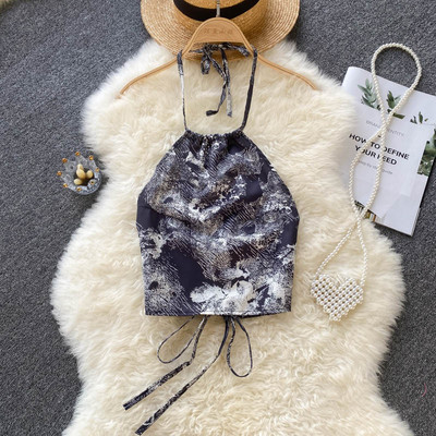 Maieu de damă de culoare gri, cu bretele și spate gol