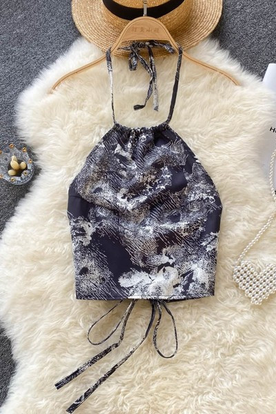 Maieu de damă de culoare gri, cu bretele și spate gol