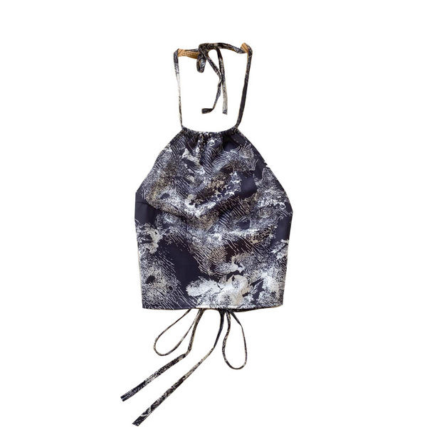 Maieu de damă de culoare gri, cu bretele și spate gol