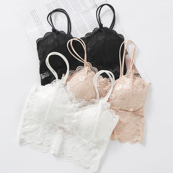 Top de dama scurt din dantela cu bretele subtiri