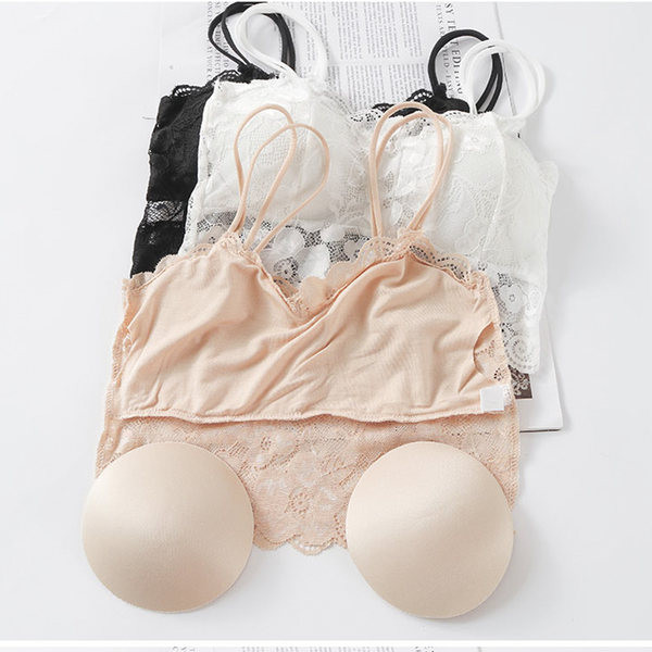 Top de dama scurt din dantela cu bretele subtiri