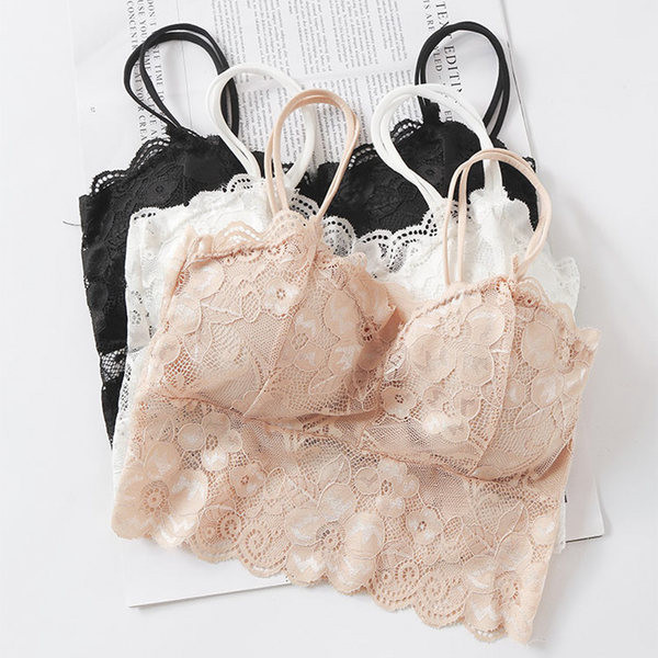 Top de dama scurt din dantela cu bretele subtiri