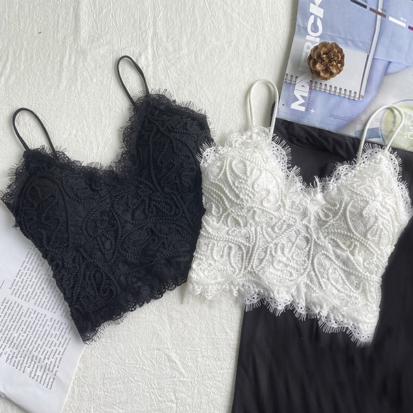 Ženski ljetni bustier od čipke s tankim naramenicama