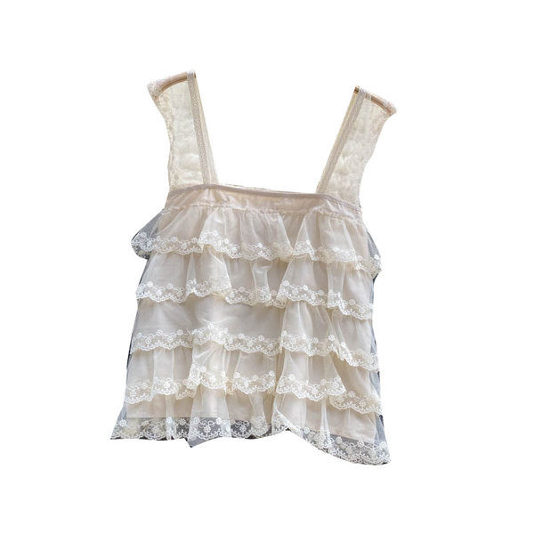 Sieviešu mežģīņu tops ar tilla lencēm