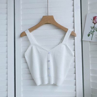 Maieu scurt de damă cu nasturi și bretele