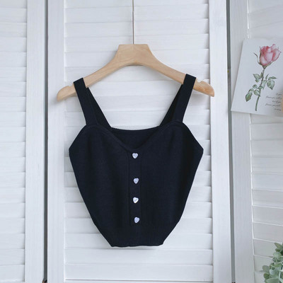 Maieu scurt de damă cu nasturi și bretele