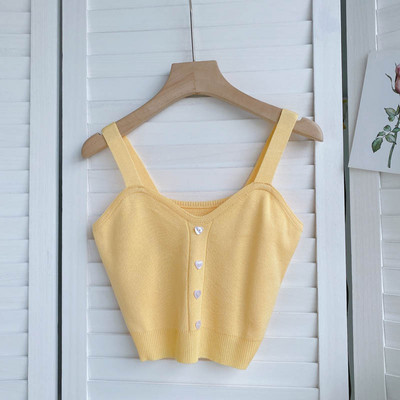 Maieu scurt de damă cu nasturi și bretele