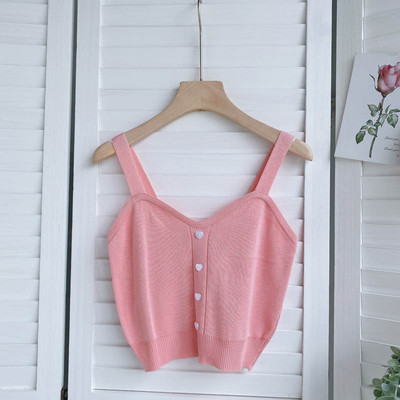 Maieu scurt de damă cu nasturi și bretele