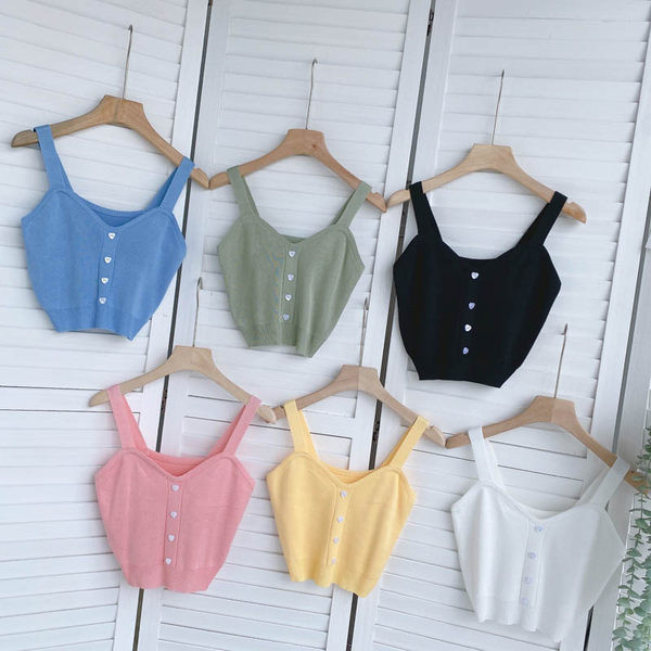 Maieu scurt de damă cu nasturi și bretele