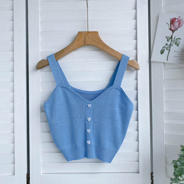 Maieu scurt de damă cu nasturi și bretele