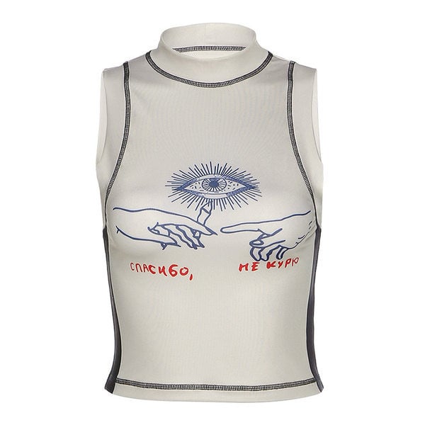 Maieu modern de damă, cu o inscripție și un guler înalt