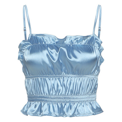 Stilīgs, īss sieviešu tops ar plānām lencēm, vienkāršs modelis