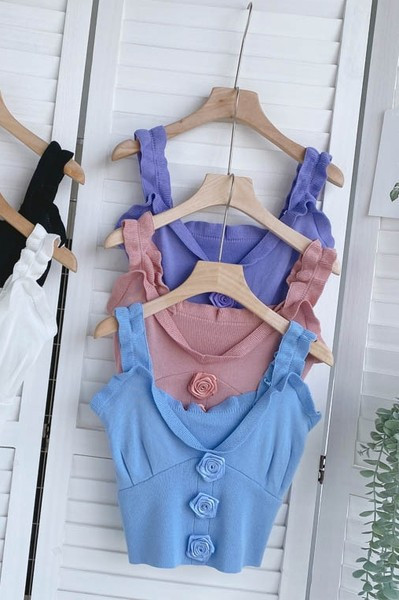 Maieu scurt de damă cu bretele largi - culori diferite