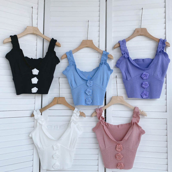 Maieu scurt de damă cu bretele largi - culori diferite