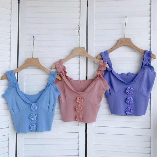 Maieu scurt de damă cu bretele largi - culori diferite