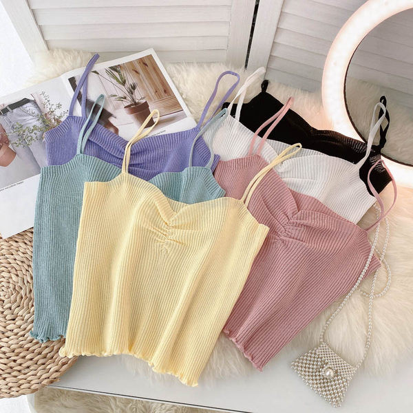 Ženska majica bez rukava na tanke naramenice - različite boje