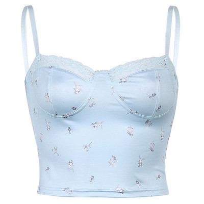 Stilīgs sieviešu krūtis ar ziedu rakstu un mežģīnēm