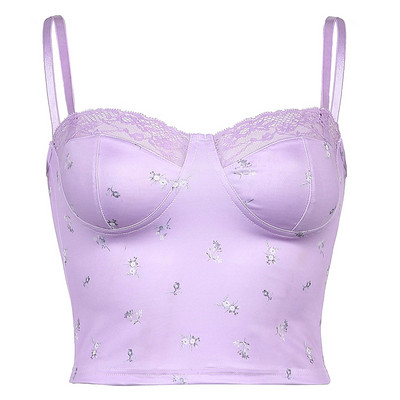 Stilīgs sieviešu krūtis ar ziedu rakstu un mežģīnēm