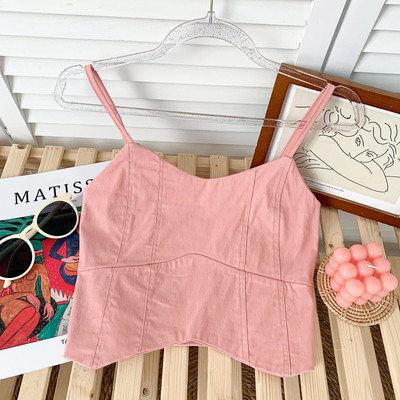 Maiou scurt de damă de zi cu zi cu bretele subțiri în mai multe culori