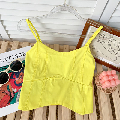 Maiou scurt de damă de zi cu zi cu bretele subțiri în mai multe culori