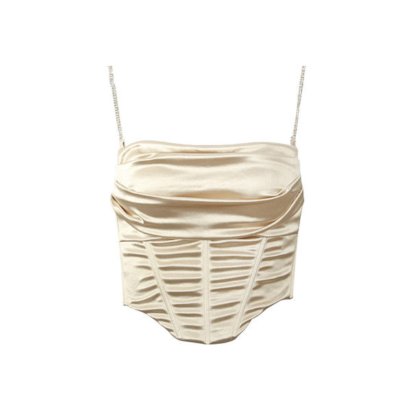 Stilīgs sieviešu satīna krūtis asimetrisks modelis