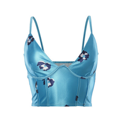 Elegantni ženski kratki poprsje s cvjetnim uzorkom i tankim naramenicama