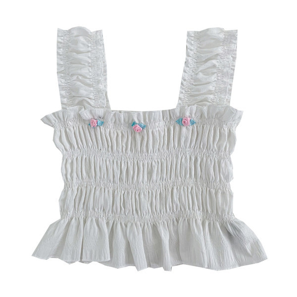 Maieu casual dama cu flori in alb si negru