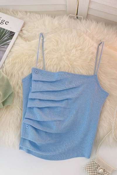 Maieu de damă tricotat cu bretele subțiri în patru culori