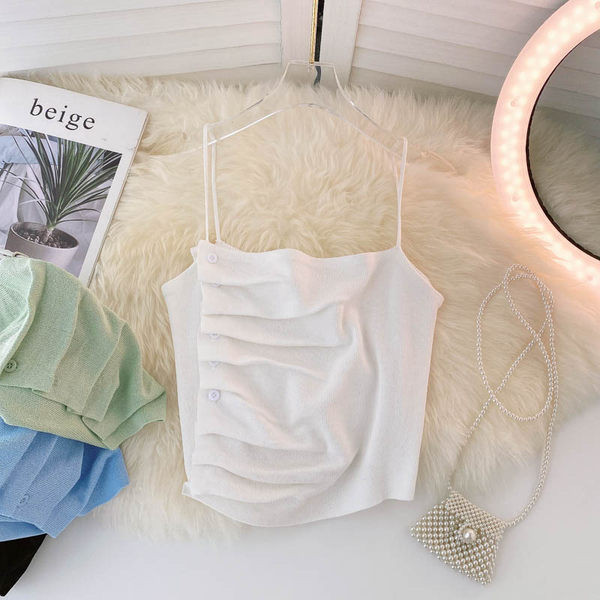 Maieu de damă tricotat cu bretele subțiri în patru culori