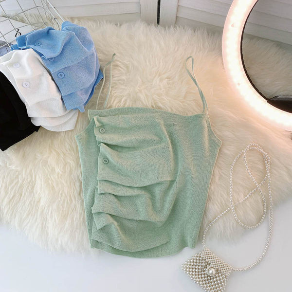 Maieu de damă tricotat cu bretele subțiri în patru culori