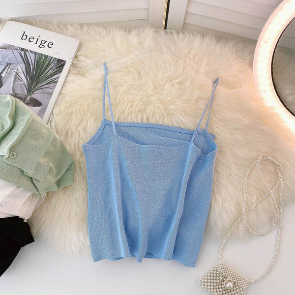 Maieu de damă tricotat cu bretele subțiri în patru culori