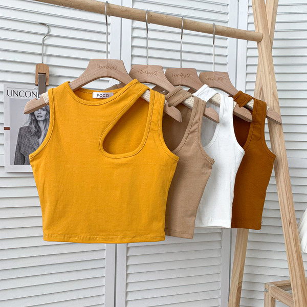 Novi model ženske majice bez rukava sa okruglim izrezom u više boja