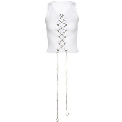 Sieviešu moderna topa ar ovālu kakla izgriezumu un metāla elementiem