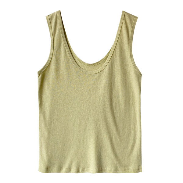 Sieviešu vienkrāsains kokvilnas tops ar ovālu kakla izgriezumu