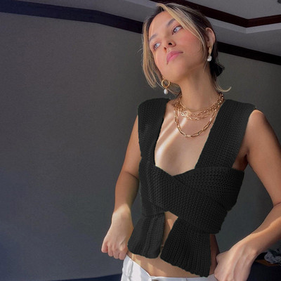 Bustieră de damă modernă tricotată cu bretele largi