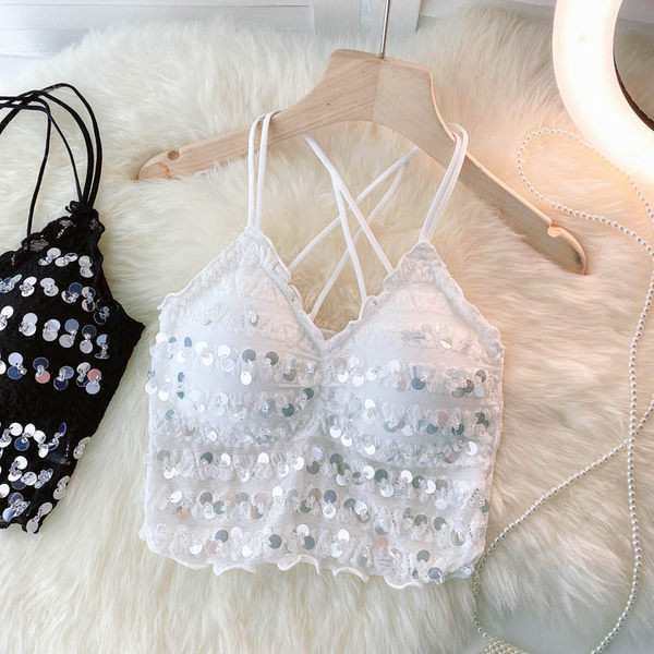 Sieviešu īss topus ar fliteriem un plānām lencēm